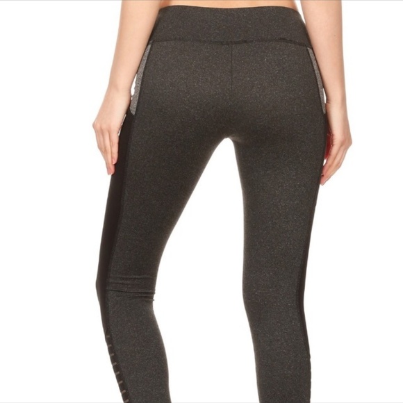 Gray/ Black High Waisted Yoga Leggings - Picture 2 of 6